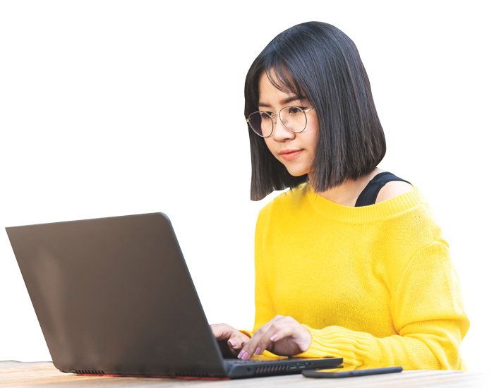 Lady looking at laptop